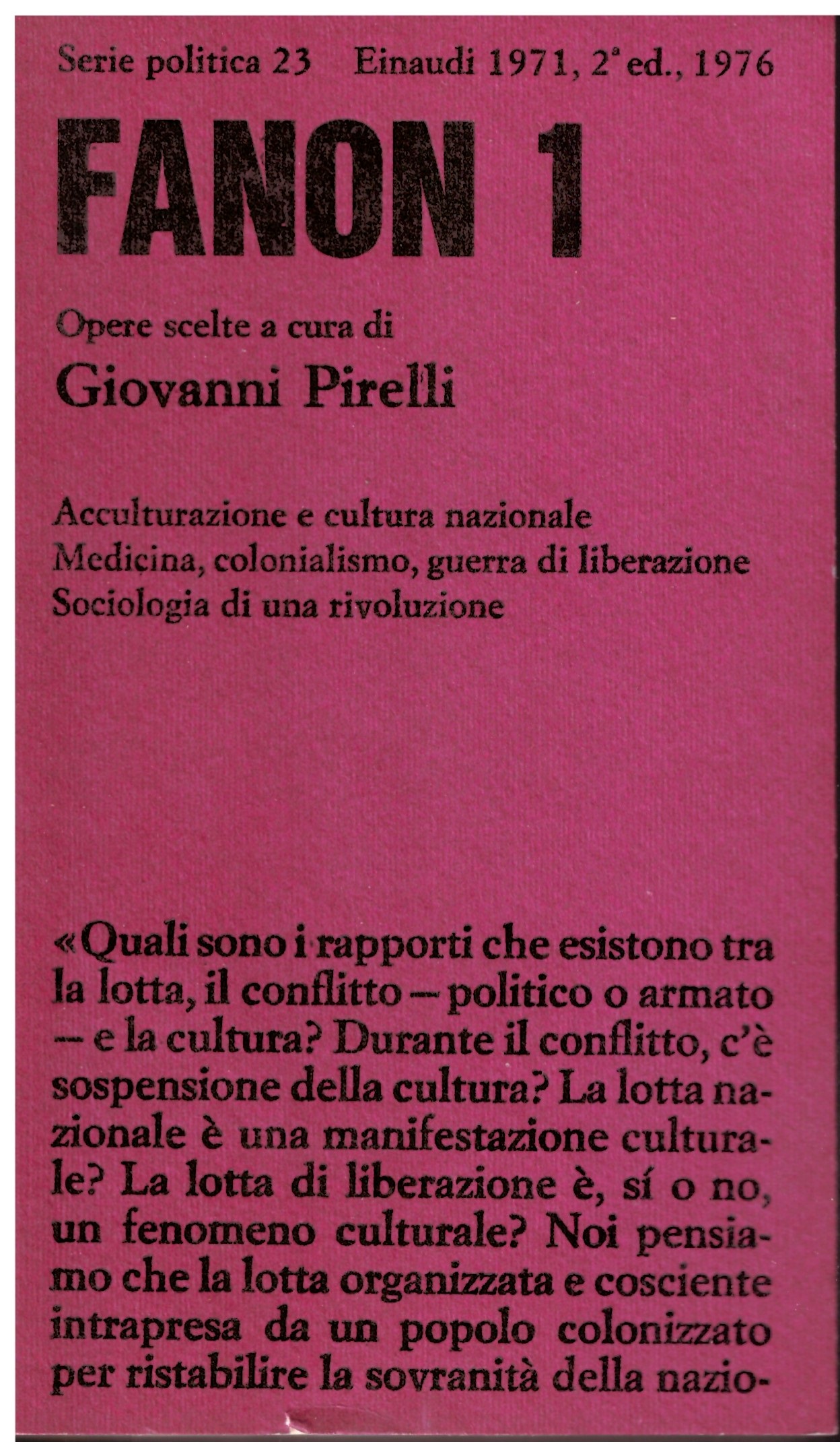 FANON 1 - Opere scelte A cura di Giovanni Pirelli.