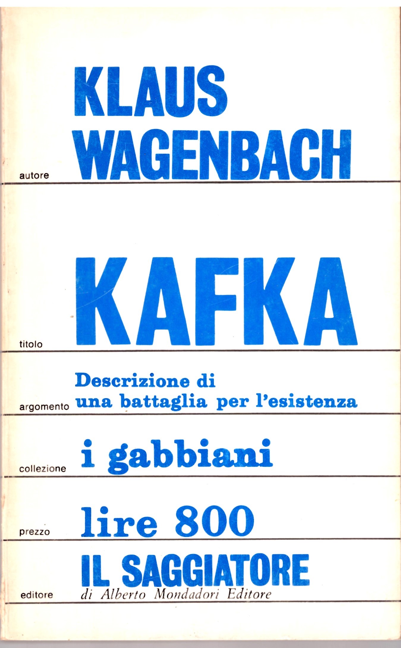 KAFKA - KLAUS WAGEMBACH